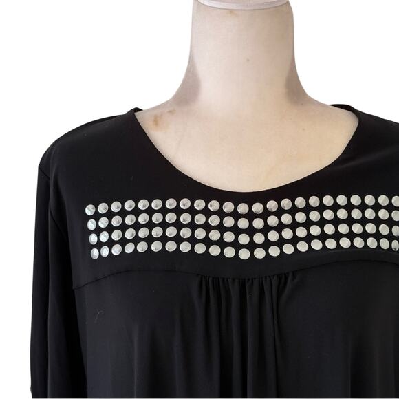 Joseph Ribkoff Black Silver Stud Scoop Neck Long Sleeve Tunic Mini Dress size 8 - Picture 9 of 9